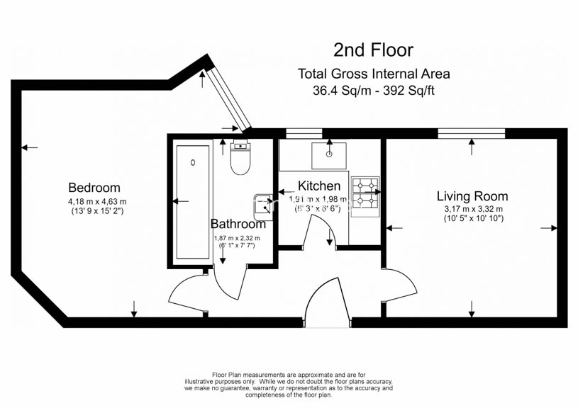 1  bedroom flat to rent in Chelsea Cloisters, Sloane Avenue, SW3-Floorplan