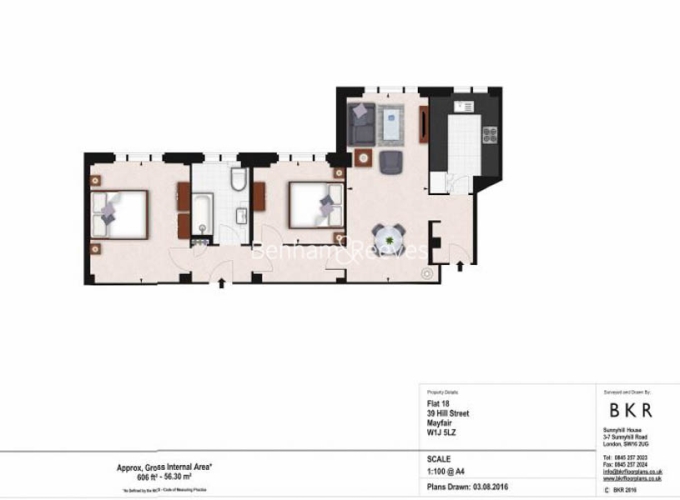 2 bedrooms flat to rent in Hill Street, Mayfair, W1J-Floorplan