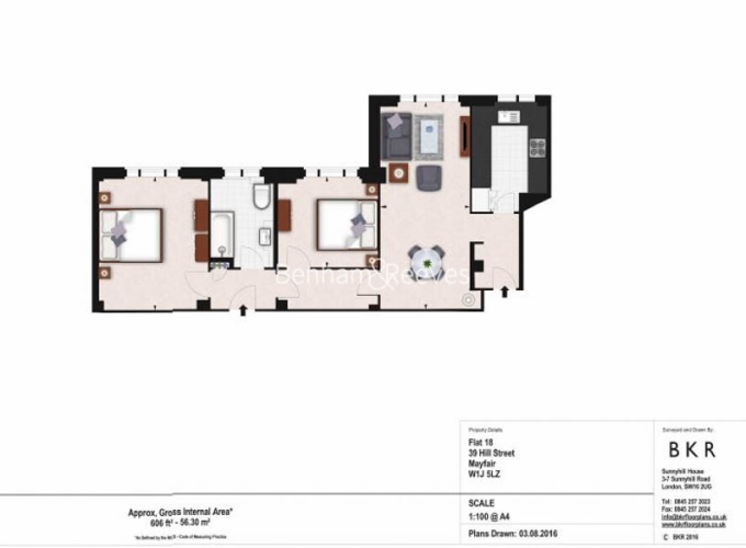 2  bedrooms flat to rent in Hill Street, Mayfair, W1J-Floorplan