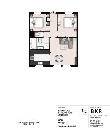 2 bedrooms flat to rent in Fulham Road, Chelsea, SW3-Floorplan