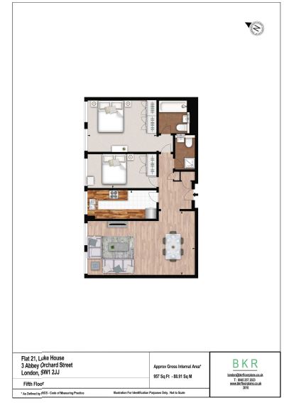 2  bedrooms flat to rent in Luke House, Victoria, SW1P-Floorplan