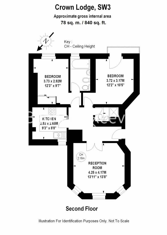 2  bedrooms flat to rent in Crown Lodge, Chelsea, SW3-Floorplan