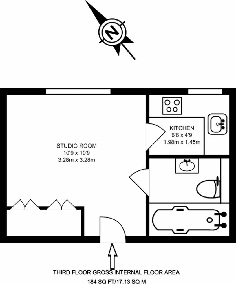 Studio flat to rent in Chelsea Cloisters, Chelsea, Sw3-Floorplan