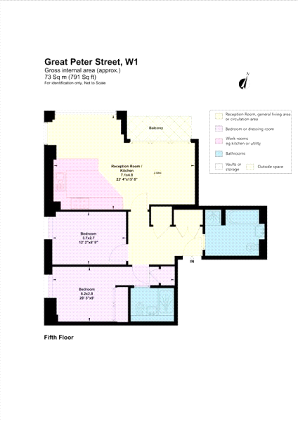 2 bedrooms flat to rent in Great Peter Street, Westminster, SW1P-Floorplan