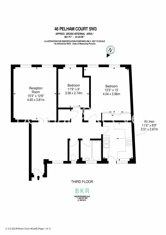 2  bedrooms flat to rent in Pelham Court, Chelsea, SW3-Floorplan