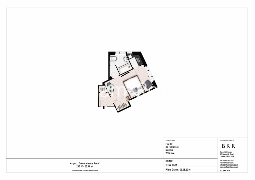 Studio flat to rent in Hill Street, Mayfair, W1J-Floorplan