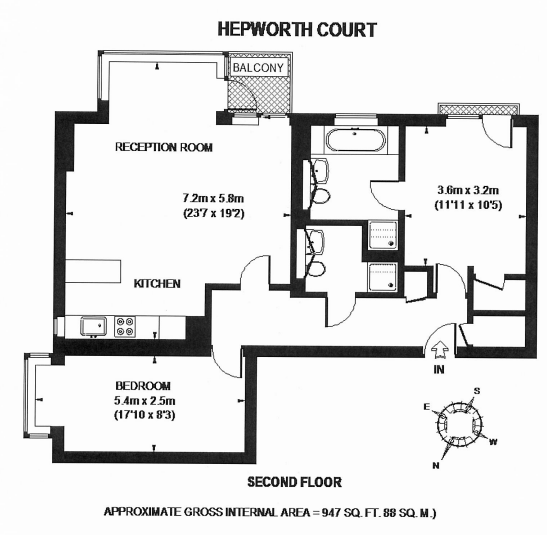 2  bedrooms flat to rent in Grosvenor Waterside, Chelsea Embankment, SW1W-Floorplan