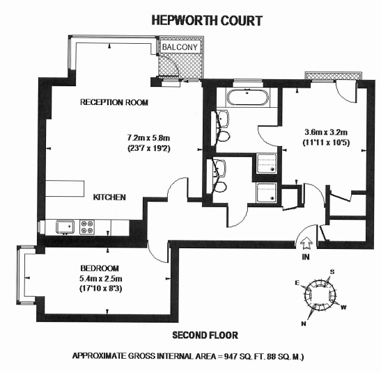 2 bedrooms flat to rent in Grosvenor Waterside, Chelsea Embankment, SW1W-Floorplan