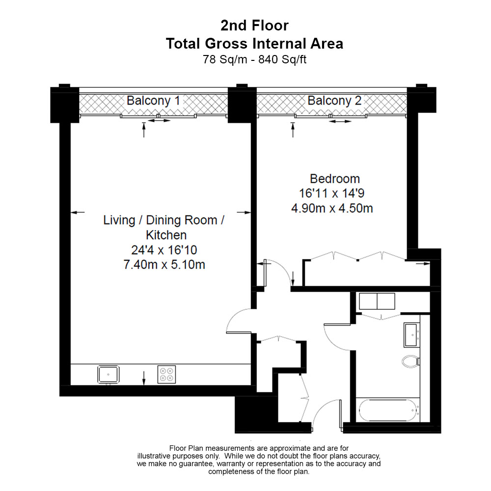 1 bedroom flat to rent in 55 Victoria Street, Westminster, SW1H-Floorplan