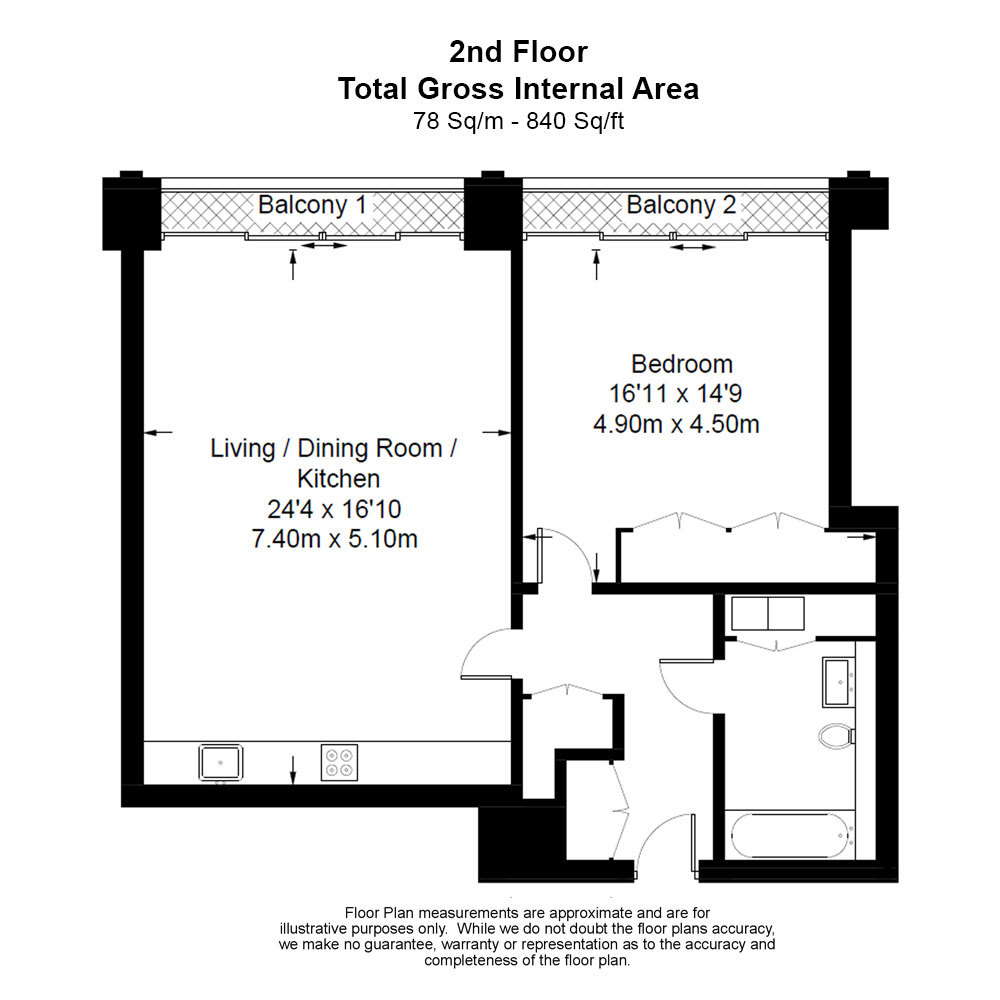 1  bedroom flat to rent in 55 Victoria Street, Westminster, SW1H-Floorplan