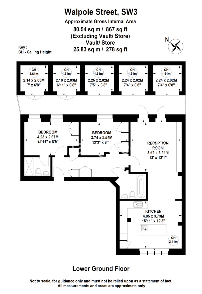 2  bedrooms flat to rent in Walpole Street, Chelsea, SW3-Floorplan