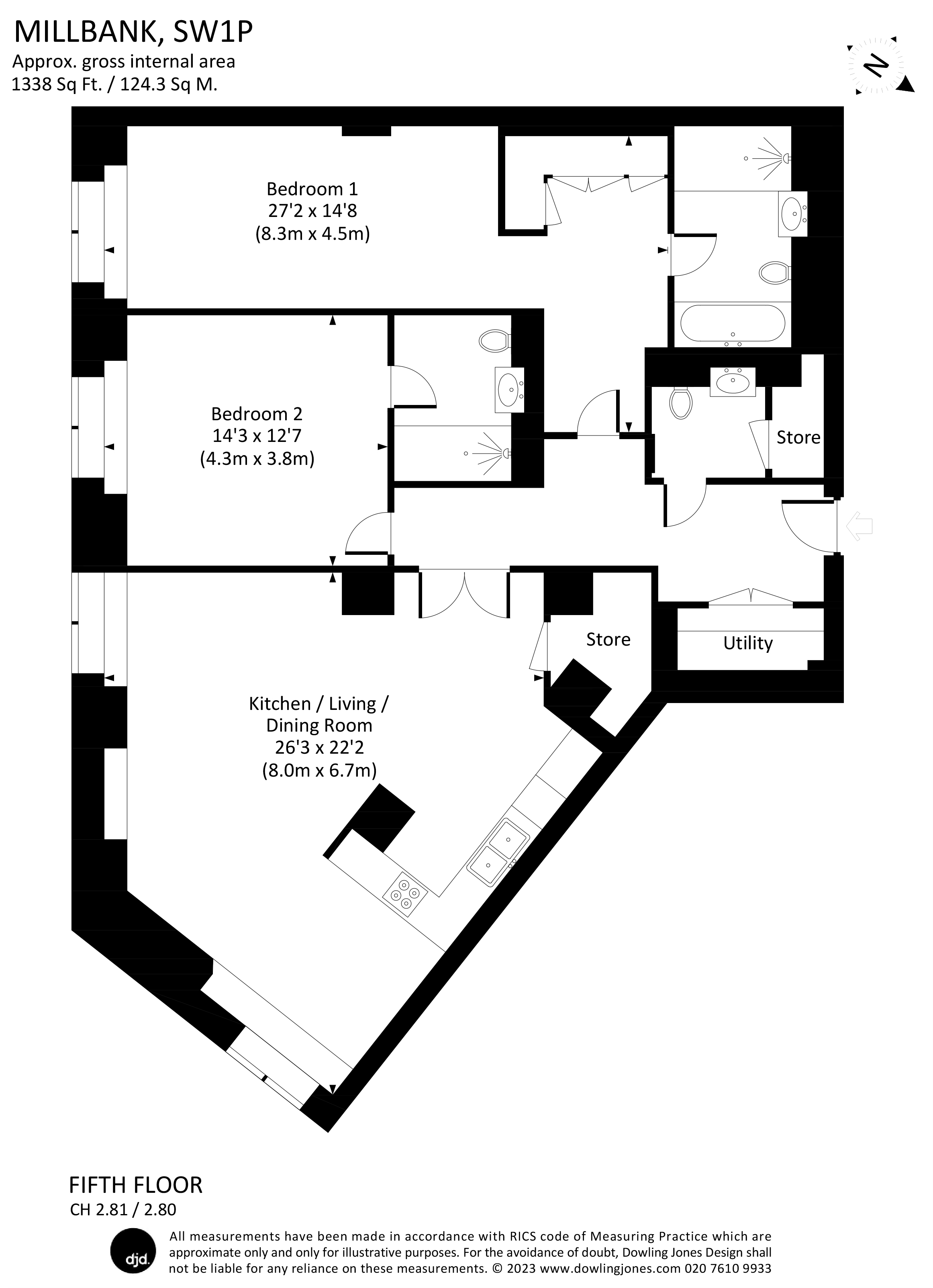 2  bedrooms flat to rent in 9 Millbank, Westminster, SW1P-Floorplan