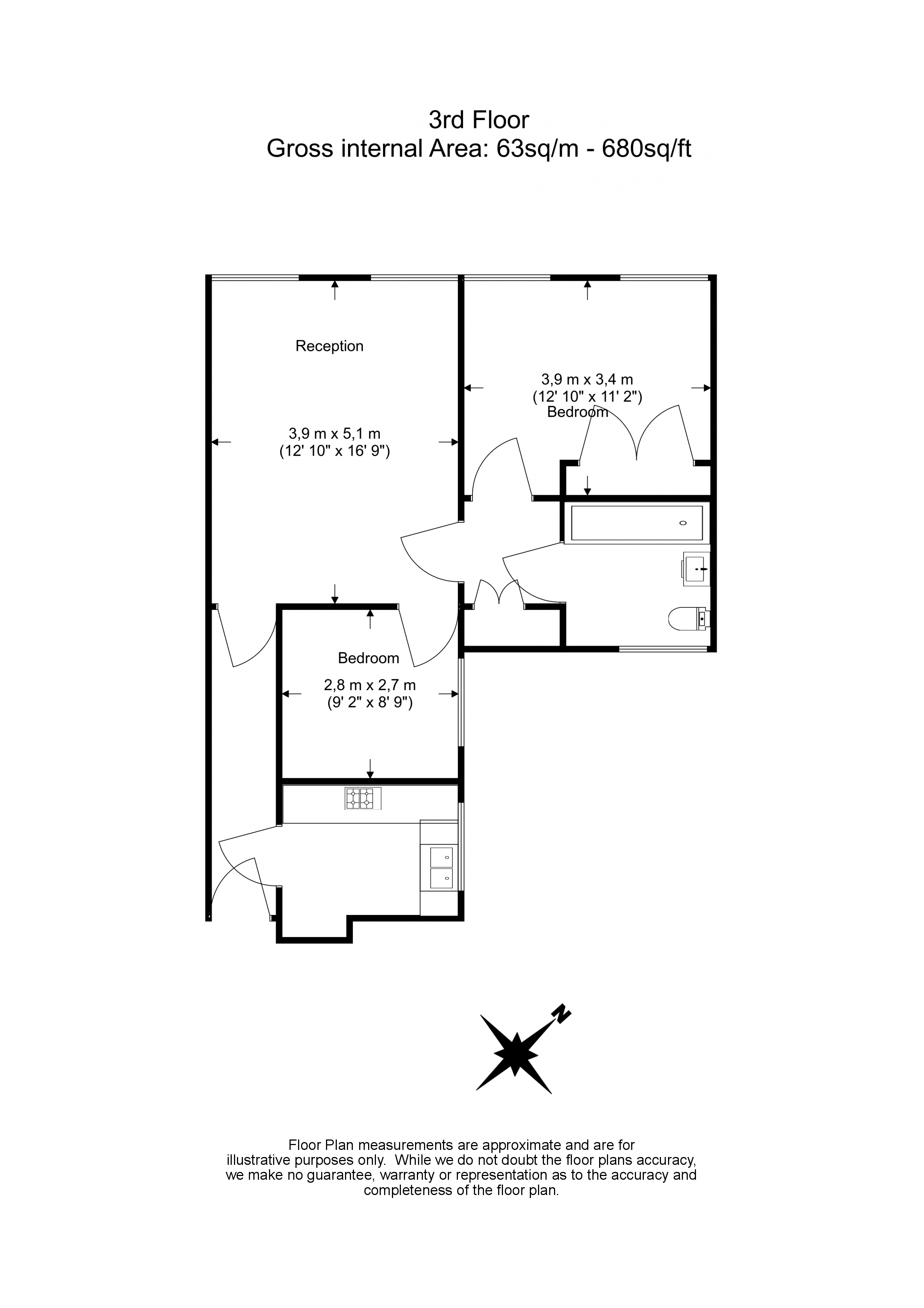 2 bedrooms flat to rent in St. Georges Court, Brompton Road, SW3-Floorplan