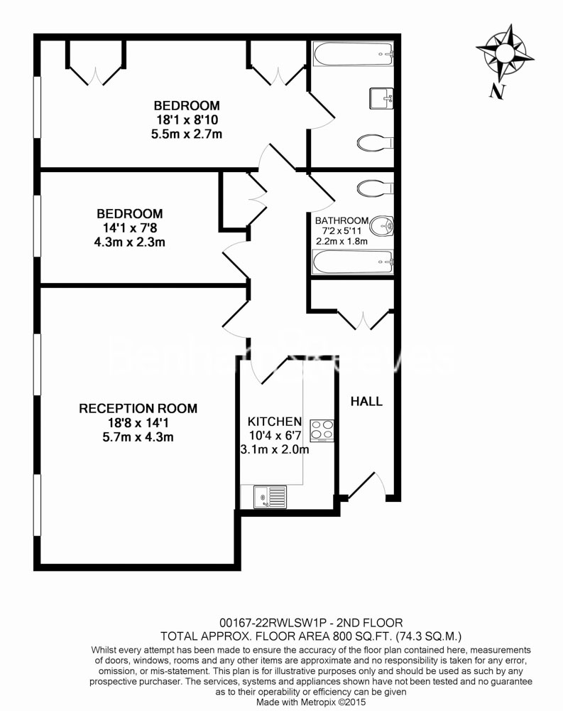 2 bedrooms  for sale in Royal Westminster Lodge, Victoria, SW1P-Floorplan