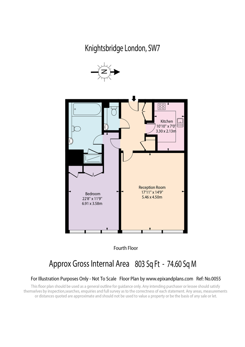 1  bedroom flat to rent in The Knightsbridge Apartments, SW1-Floorplan