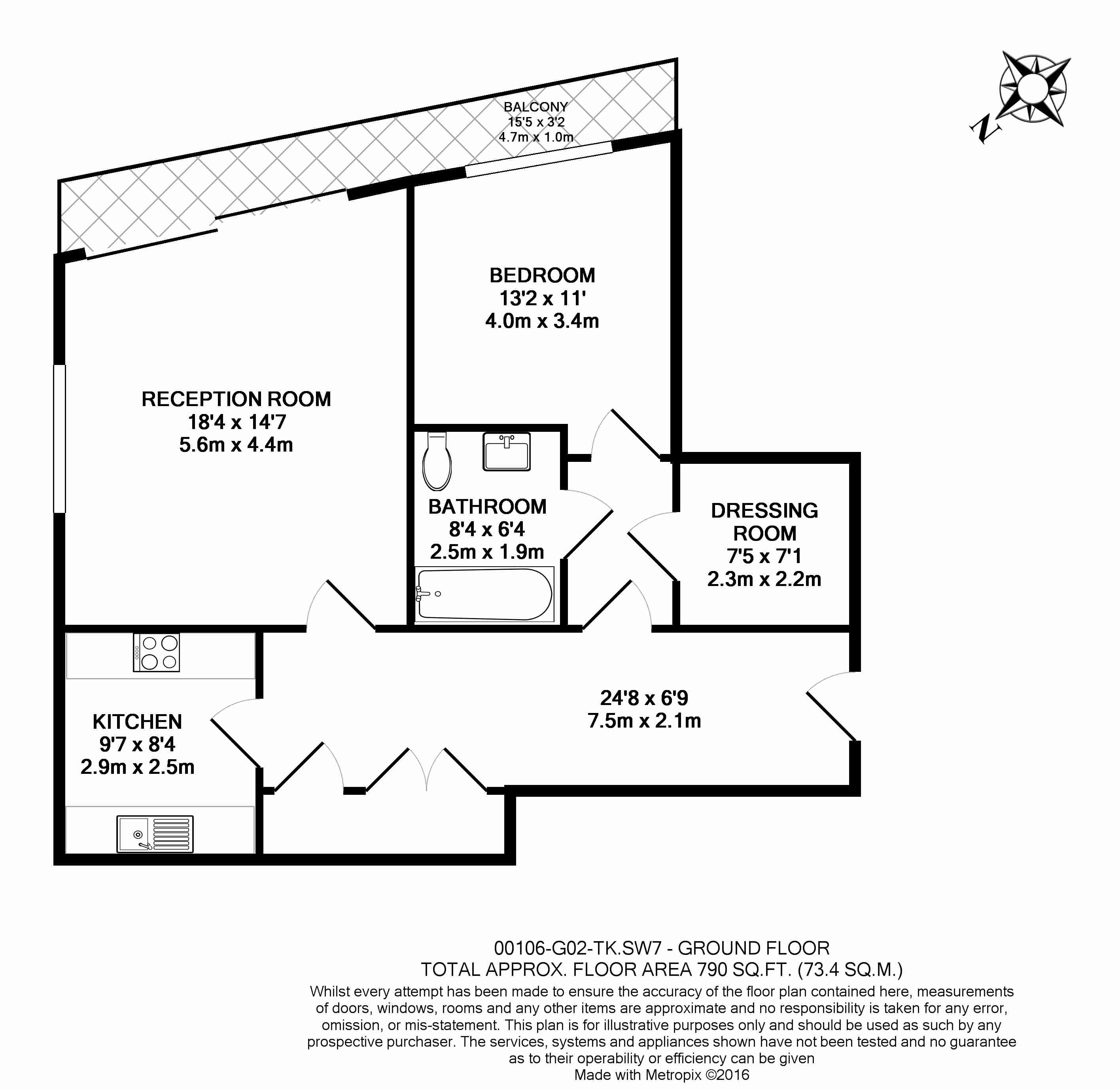 1  bedroom flat to rent in The Knightsbridge Apartments, Knightsbridge, SW7-Floorplan