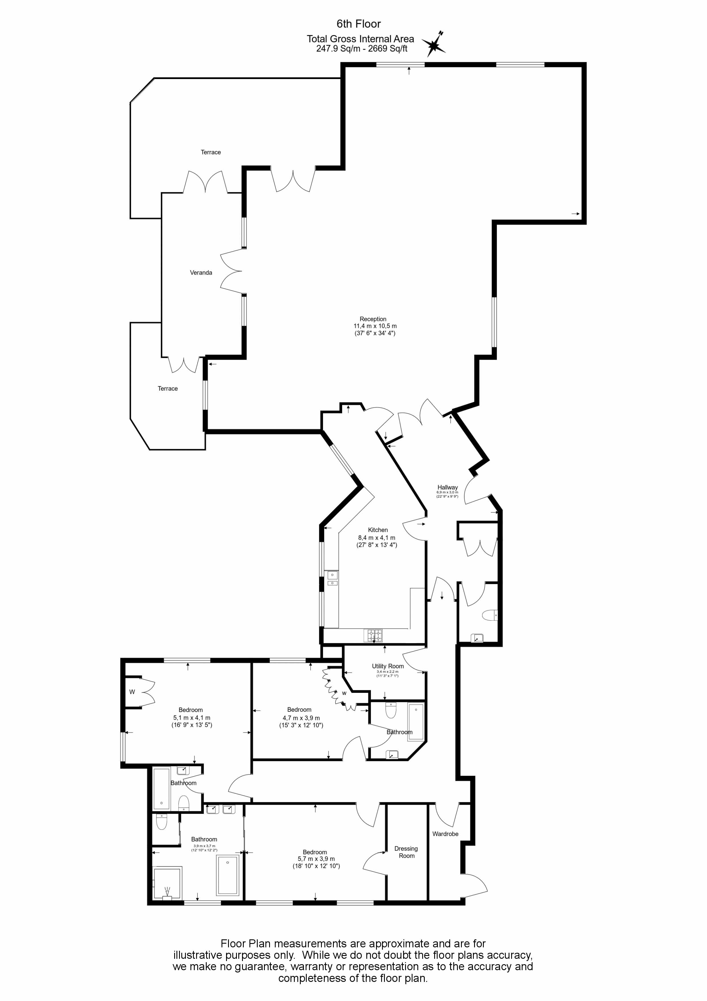 3  bedrooms flat to rent in The Manor, Davies Street, Mayfair, W1-Floorplan