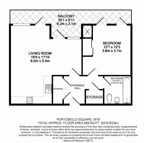 1  bedroom flat to rent in Portobello Square, Notting Hill, W10-Floorplan