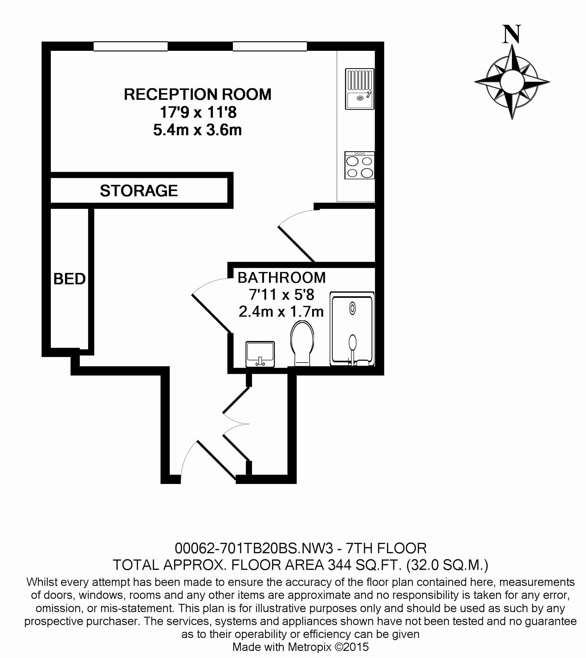 Studio flat to rent in Triton Tower, Regent's Park, NW1-Floorplan