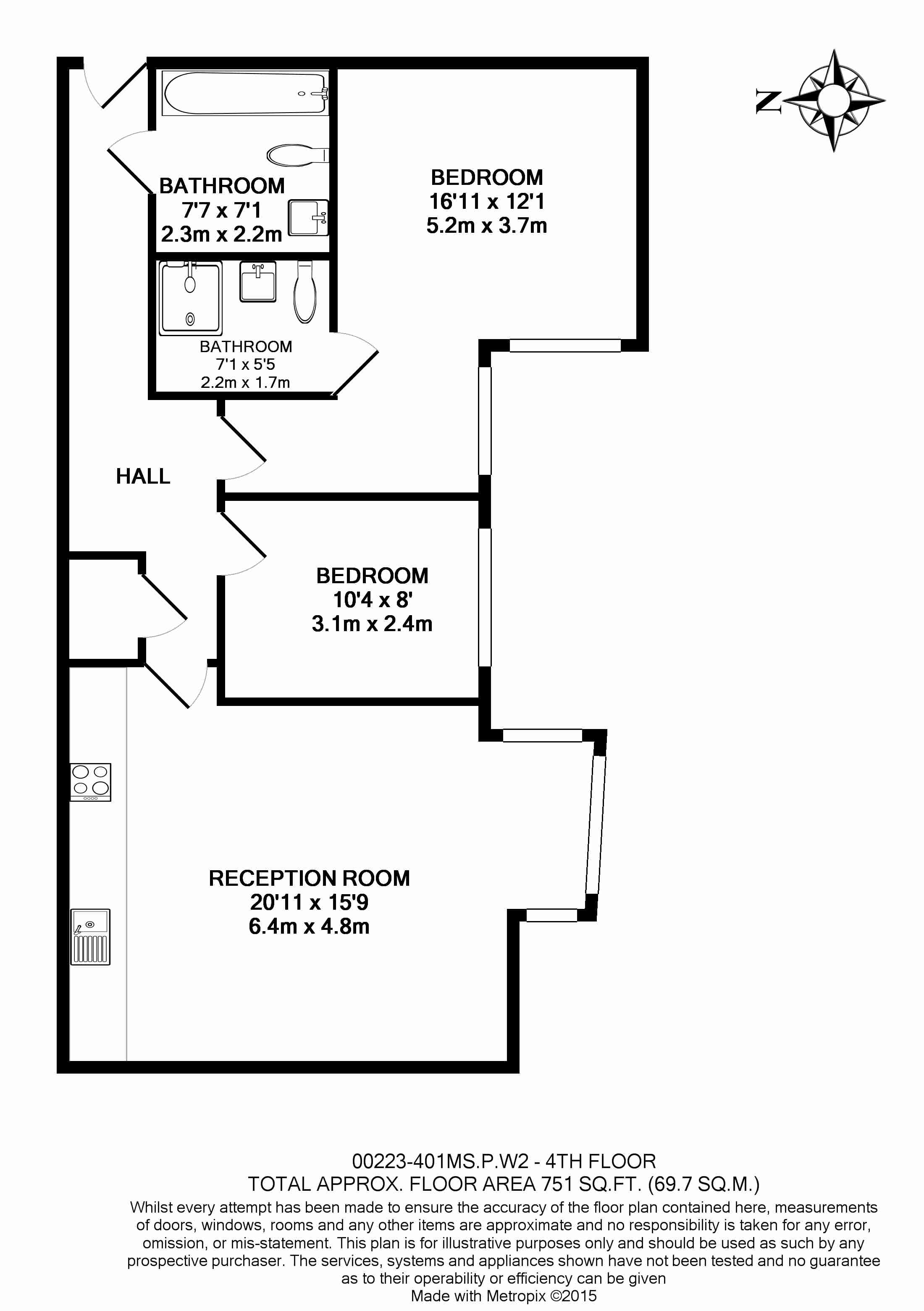 2  bedrooms flat to rent in Merchant Square East, Paddington, W2-Floorplan