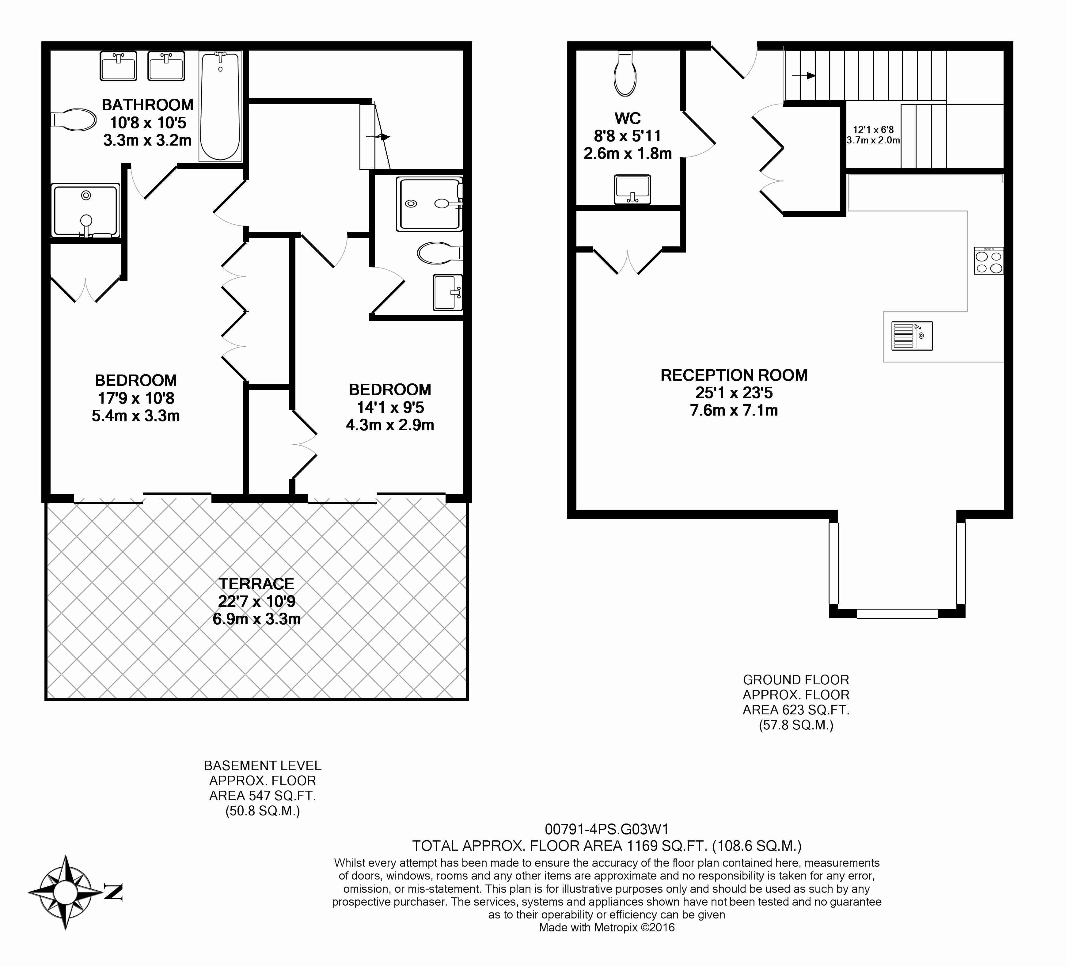2  bedrooms flat to rent in Pearson Square, Fitzrovia, Oxford Circus, W1T-Floorplan