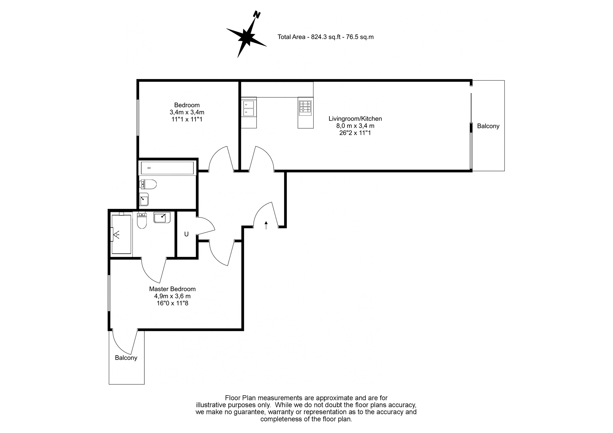 2  bedrooms flat to rent in Pentonville Road, Kings Cross, N1-Floorplan