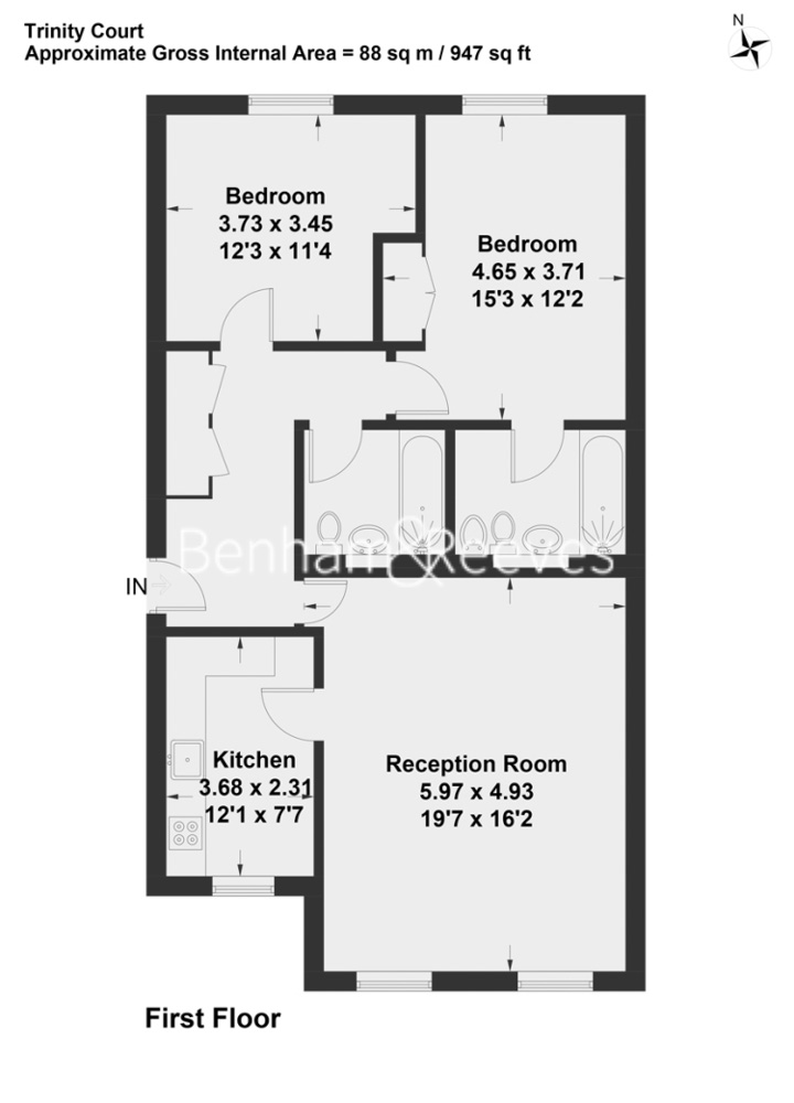 2  bedrooms flat to rent in Trinity Court, Gloucester Terrace, Bayswater, Westbourne Grove W2-Floorplan