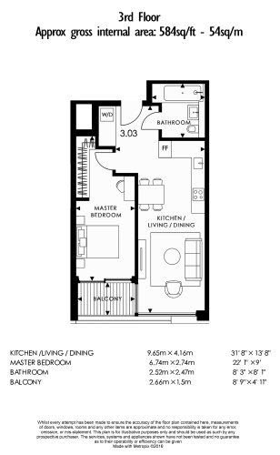 1 bedroom flat to rent in St Johns Wood, Regents Park, NW8-Floorplan