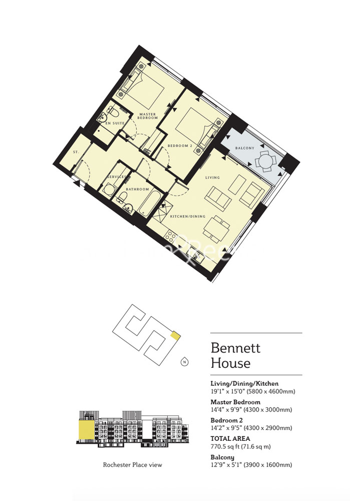 2 bedrooms flat to rent in Camden Courtyards, Rochester Place, Camden NW1-Floorplan