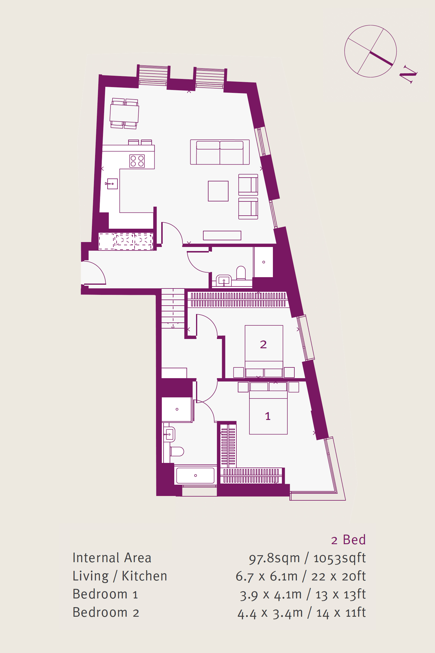 2  bedrooms flat to rent in Pearson Square, Fitzrovia, W1T-Floorplan