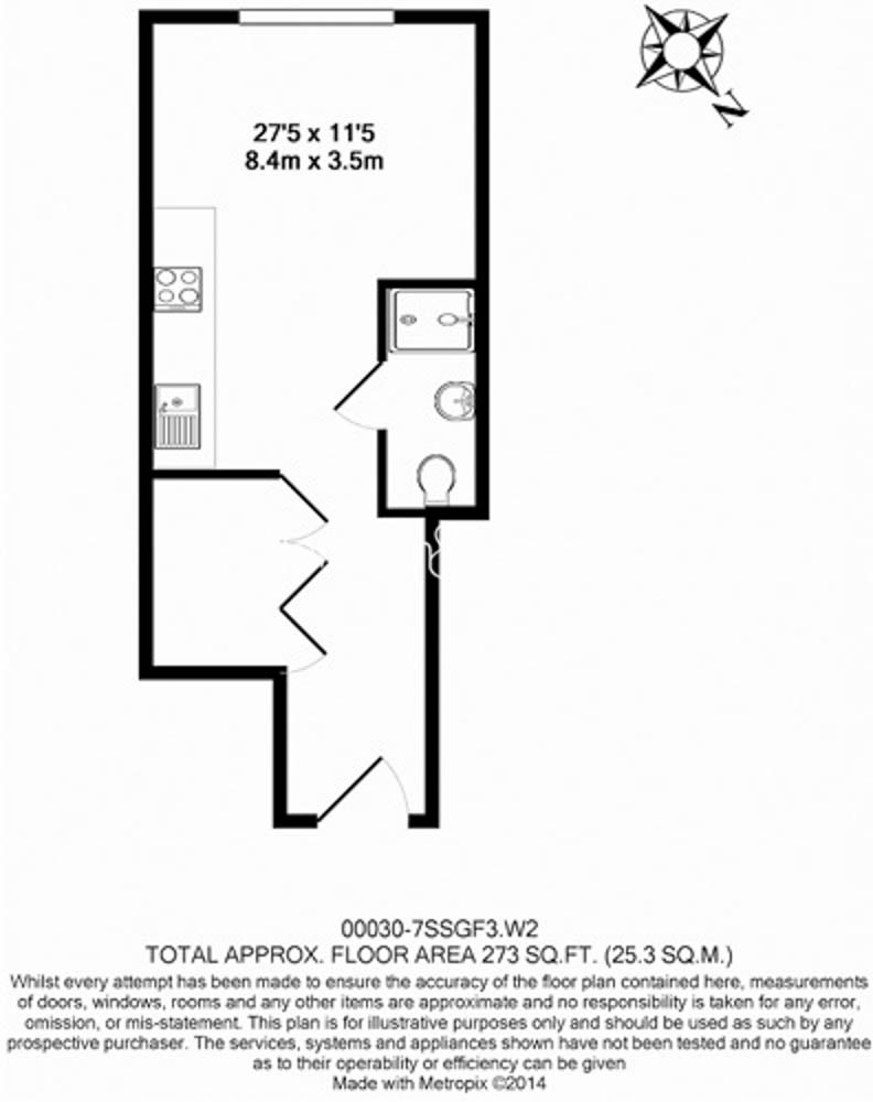 Studio flat to rent in St. Stephens Gardens, Bayswater, W2-Floorplan