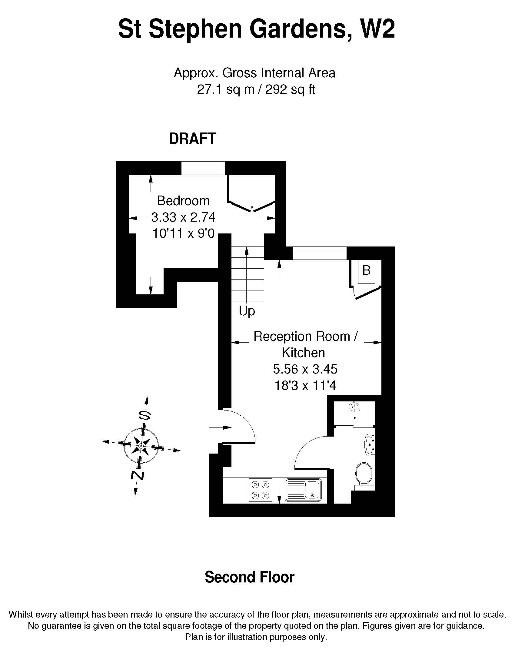 1  bedroom flat to rent in St Stephens Gardens, Lancaster Gate, W2-Floorplan