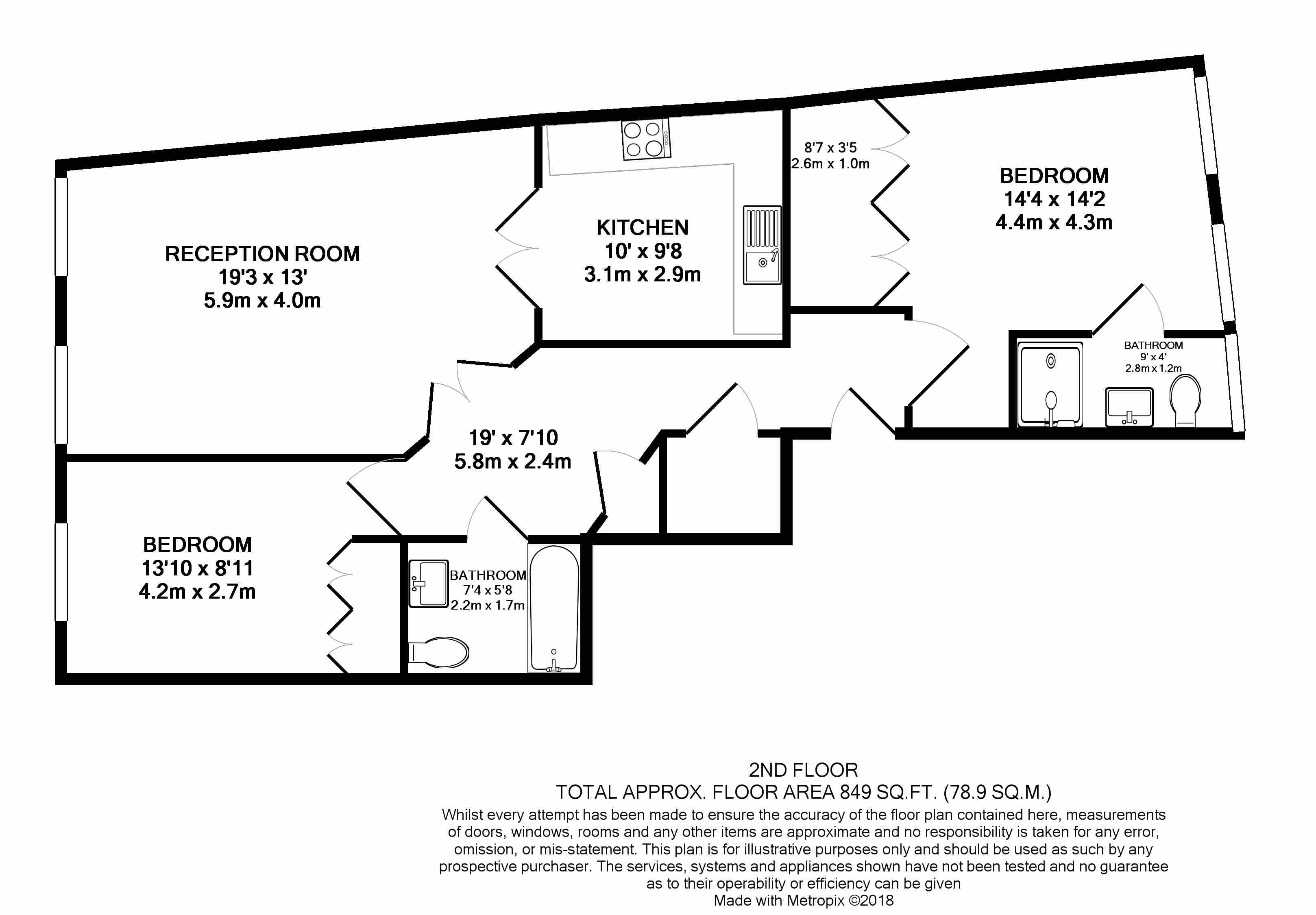 2  bedrooms flat to rent in South End Row, Kensington, W8-Floorplan