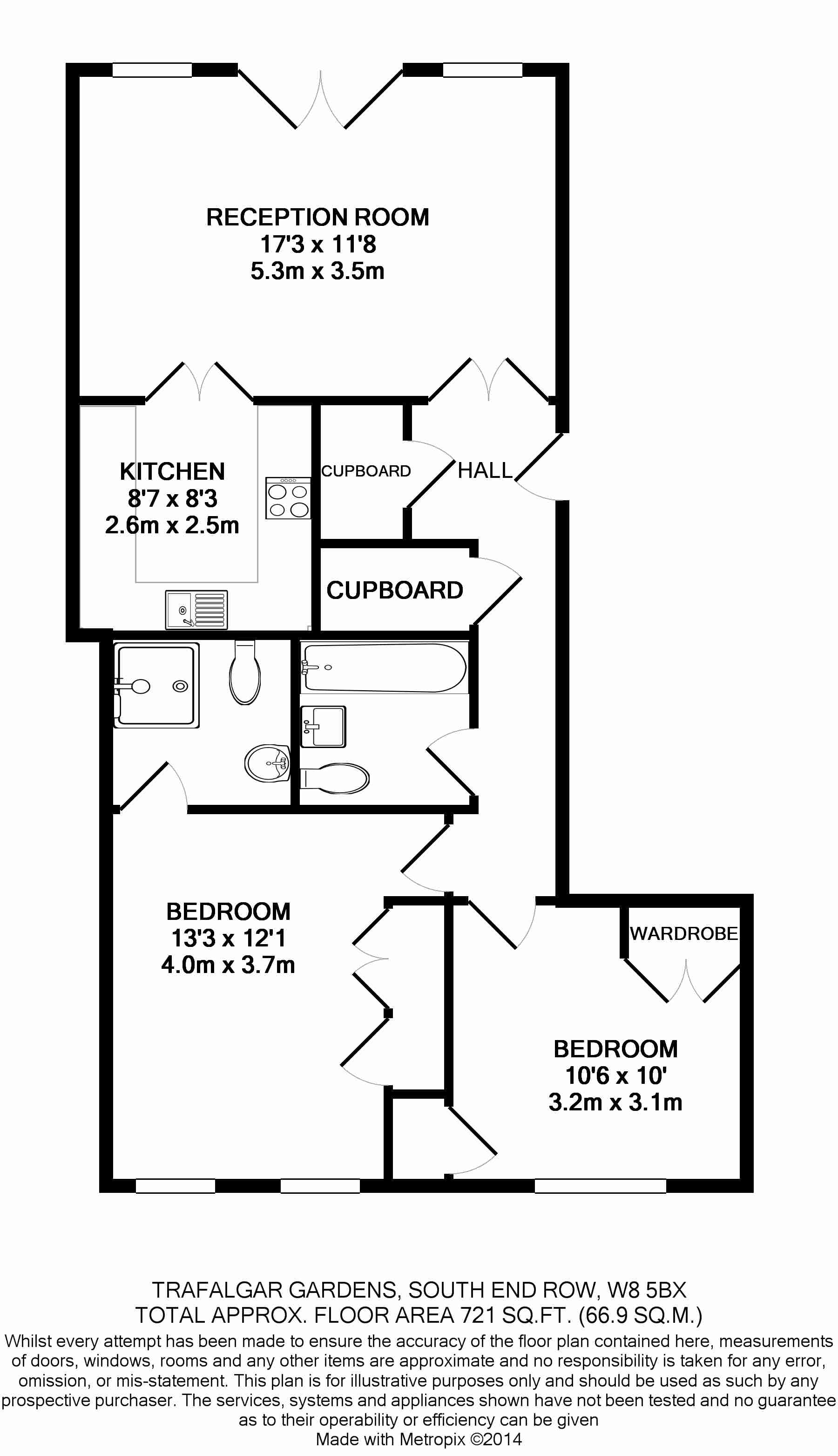 2 bedrooms flat to rent in South End Row, Kensington, W8-Floorplan