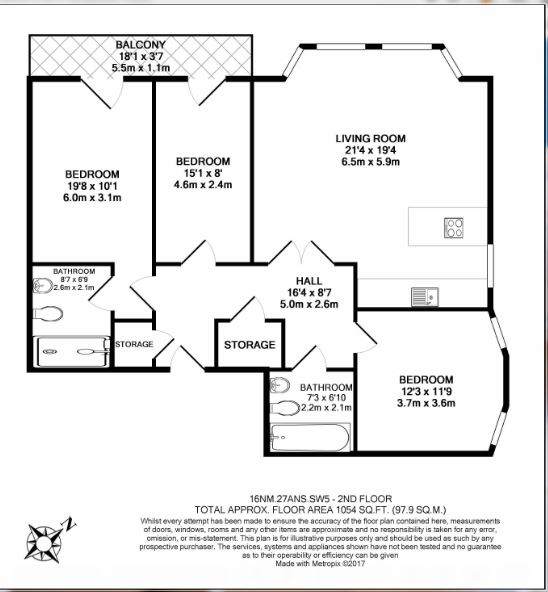 3  bedrooms flat to rent in Nevern Square, Kensington, SW5-Floorplan