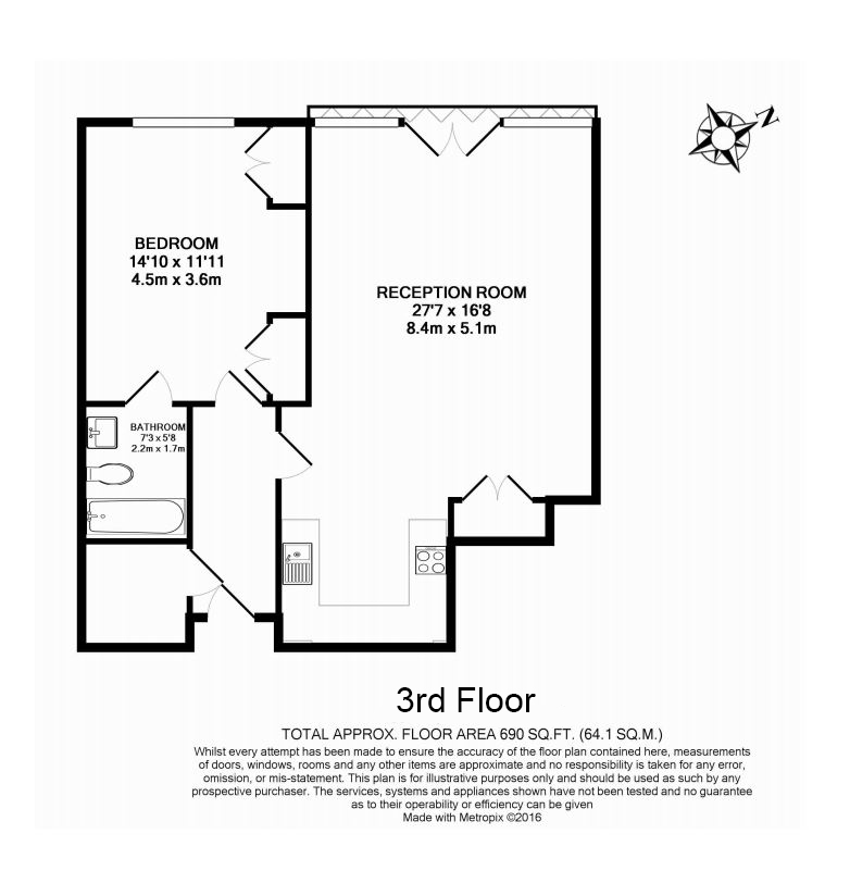 1  bedroom flat to rent in Kensington Church Street, Kensington, W8-Floorplan