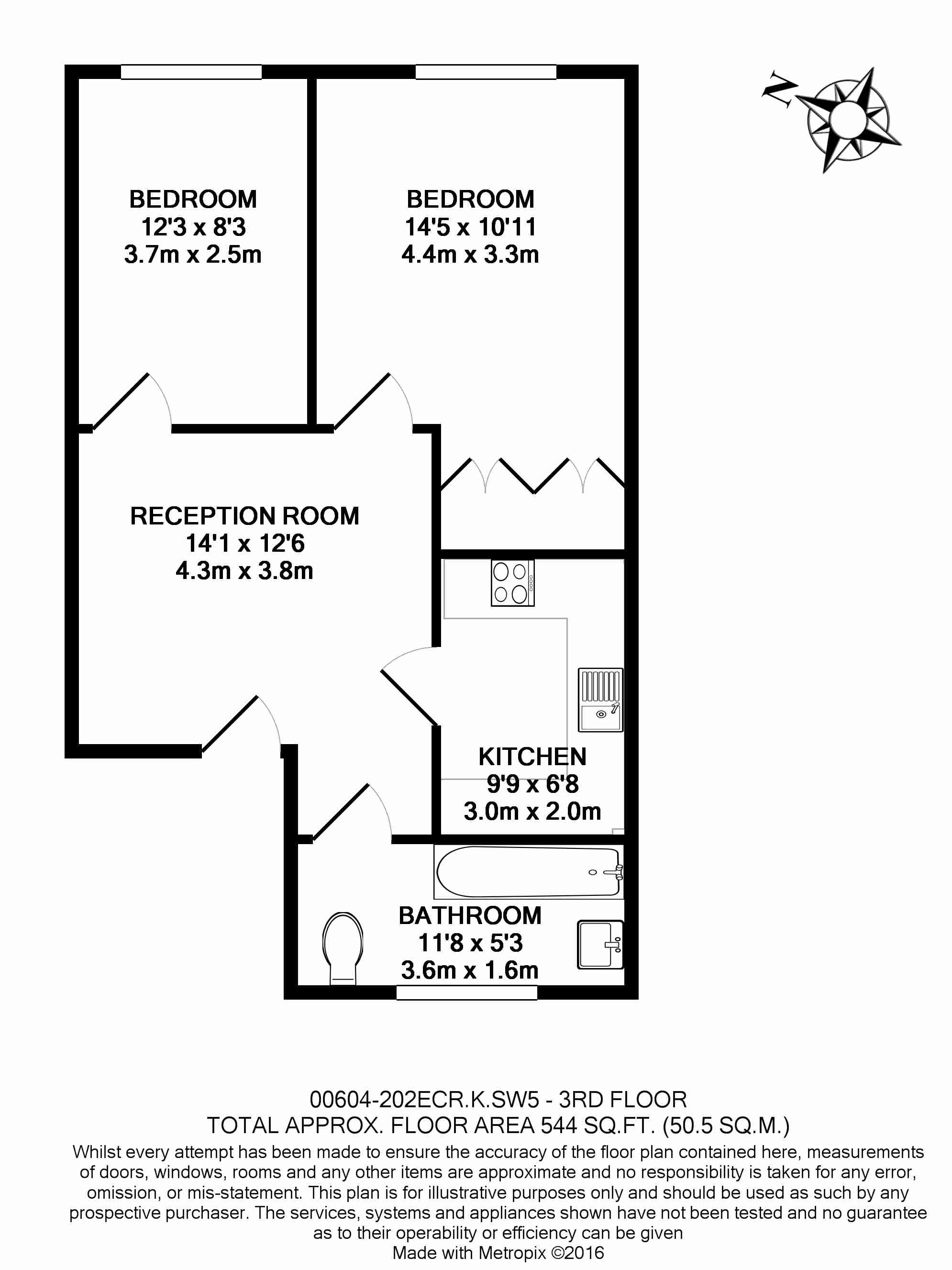 2 bedrooms flat to rent in Earls Court Road, Earl's Court, SW5-Floorplan