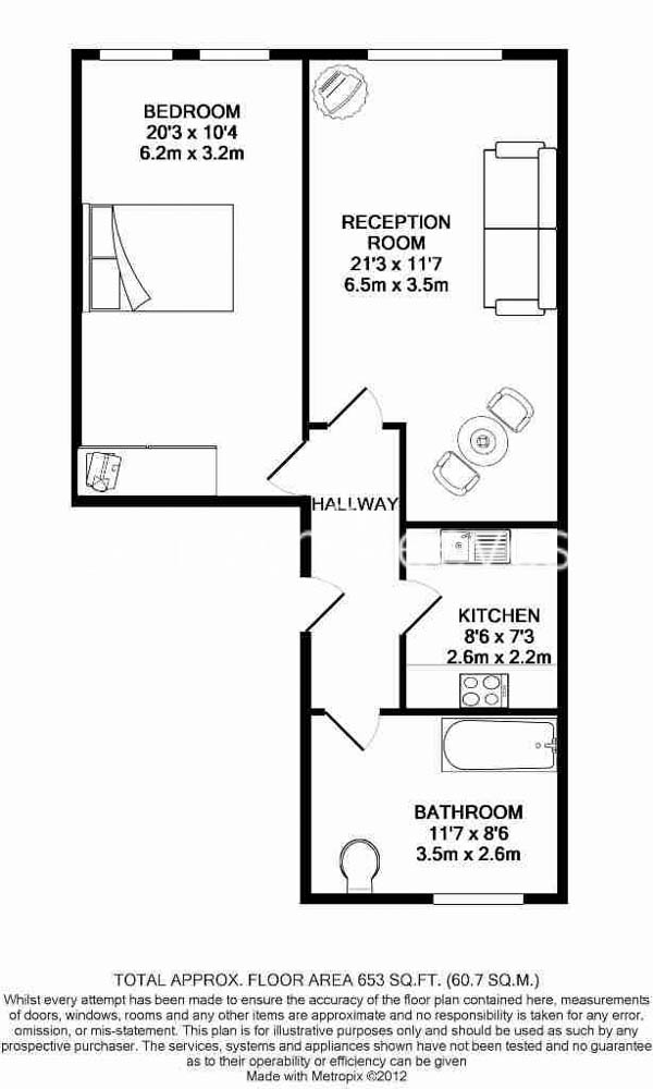1  bedroom flat to rent in Earls Court Road, Kensington, SW5-Floorplan