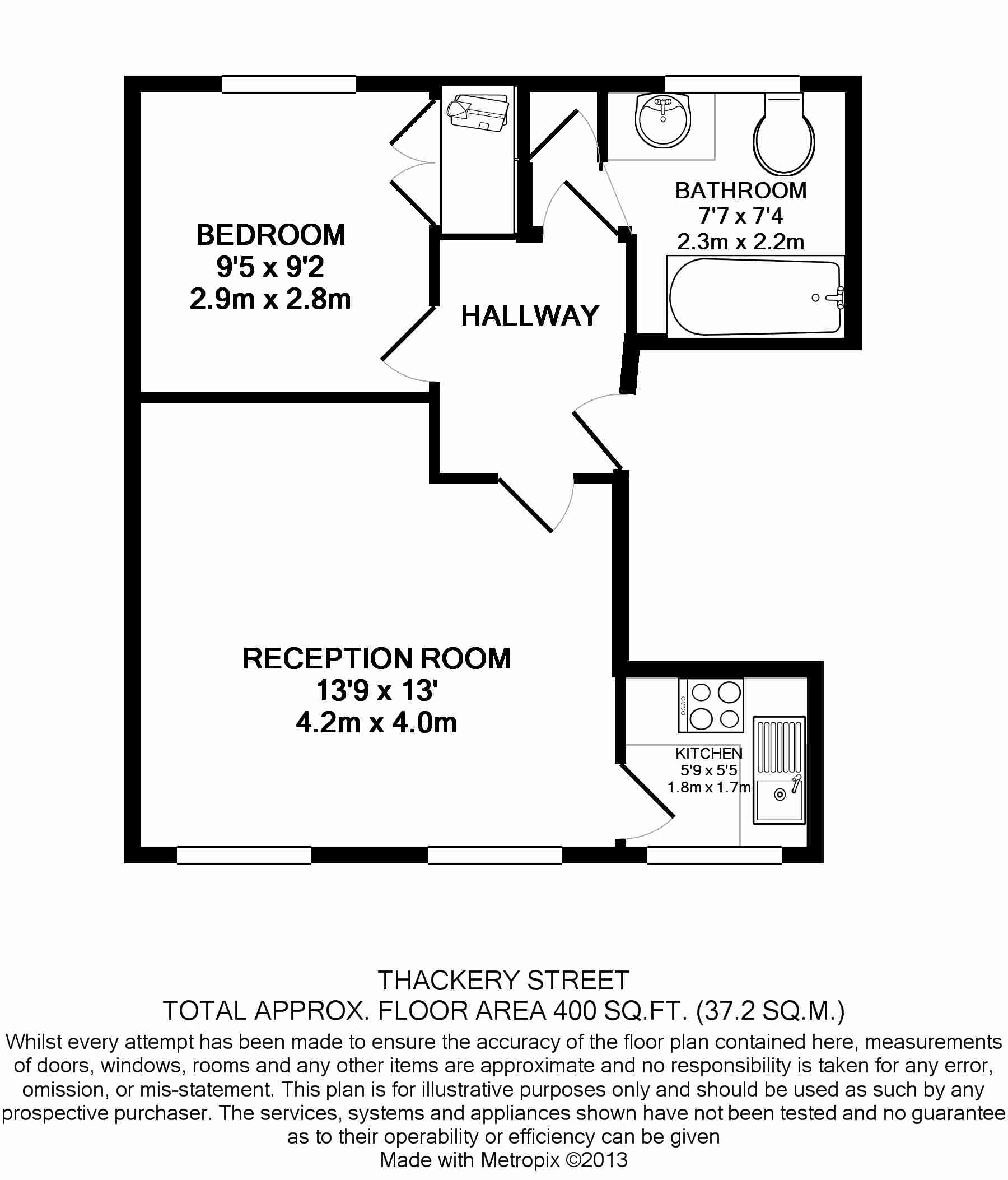 1  bedroom flat to rent in Thackeray Street, Kensington, W8-Floorplan