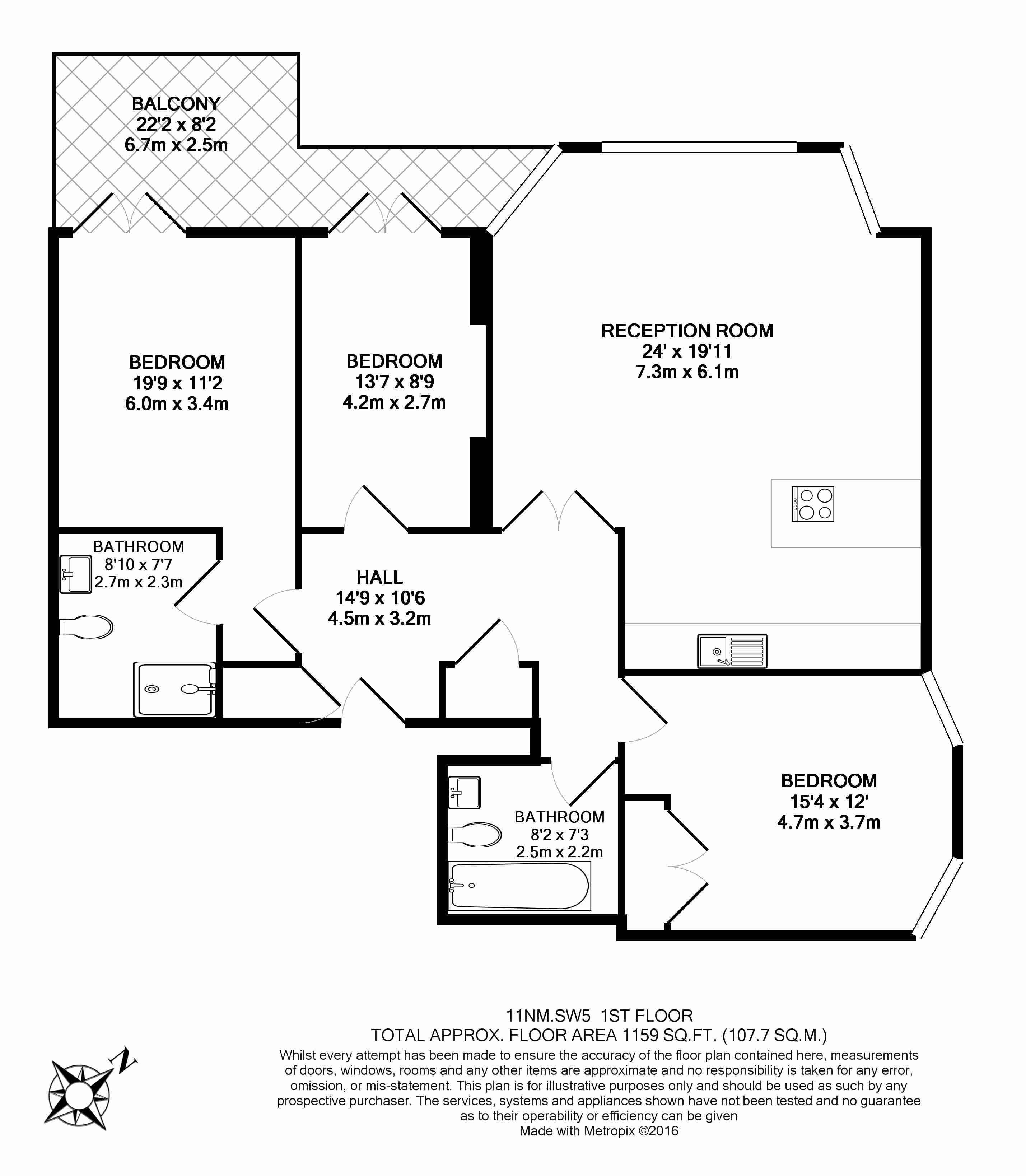 3  bedrooms flat to rent in Nevern Square, Earl's Court, SW5-Floorplan