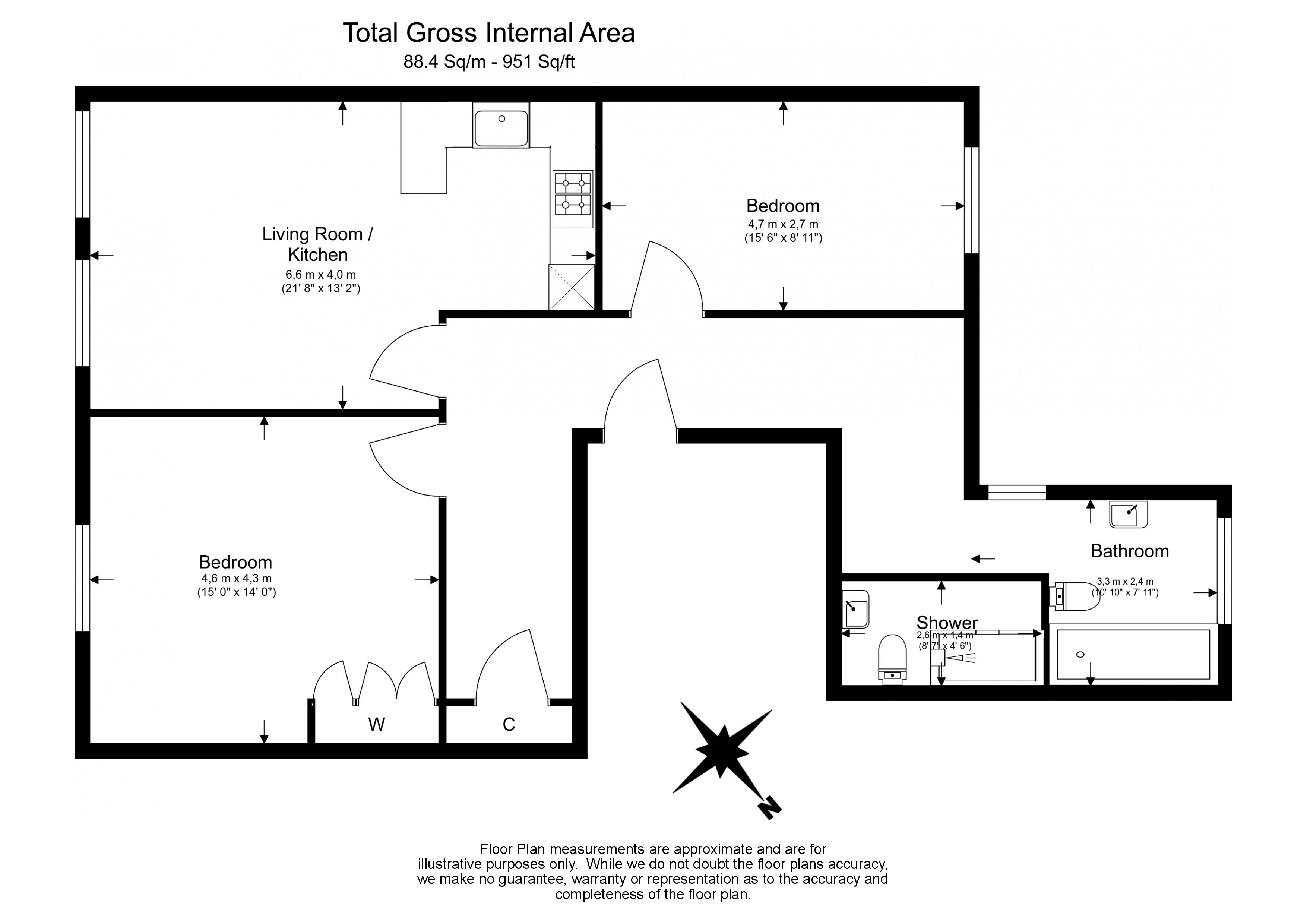 2 bedrooms flat to rent in Southwell Gardens, Gloucester Road, SW7-Floorplan