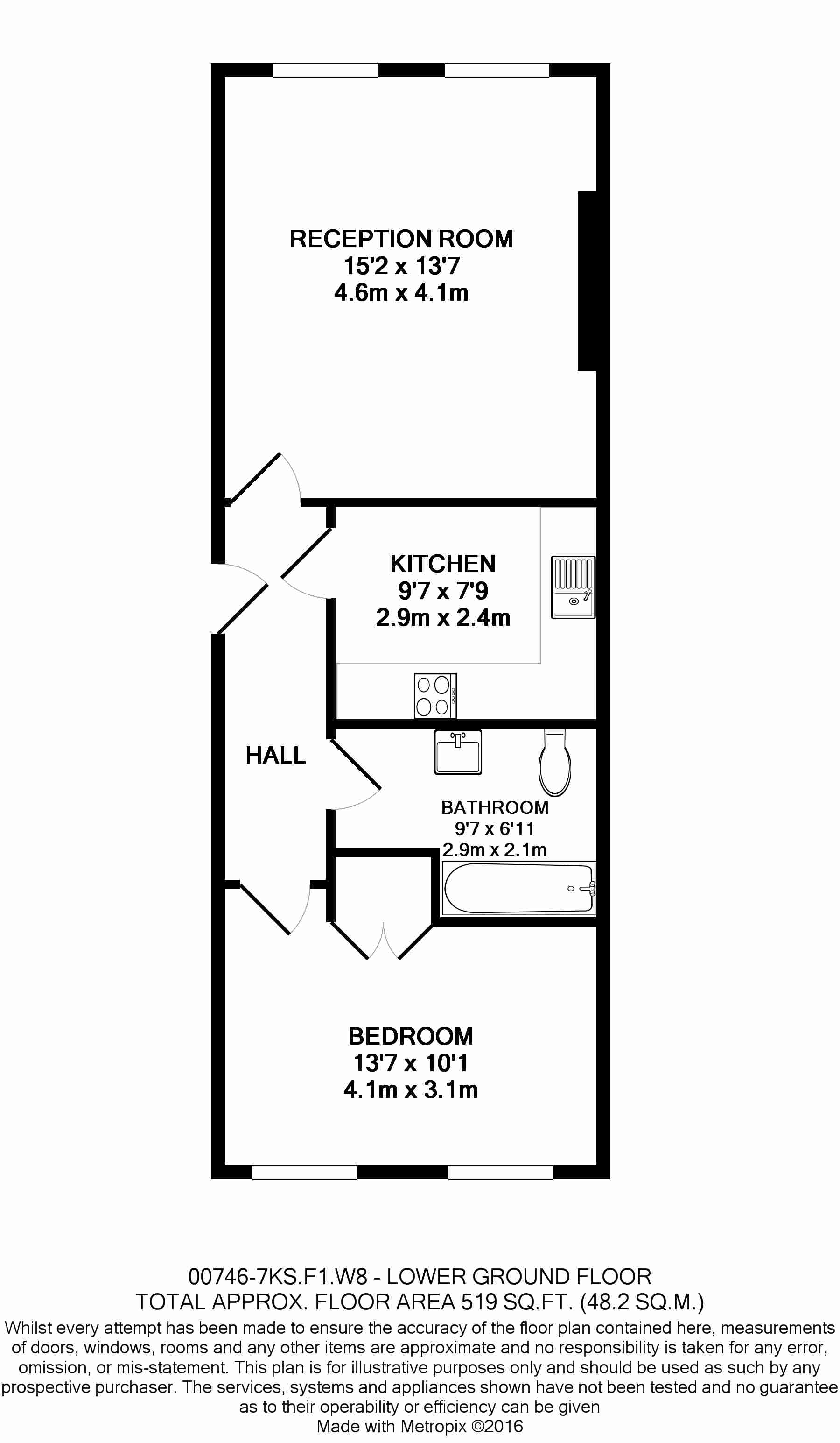1 bedroom flat to rent in Kensington Square, Kensington, W8-Floorplan