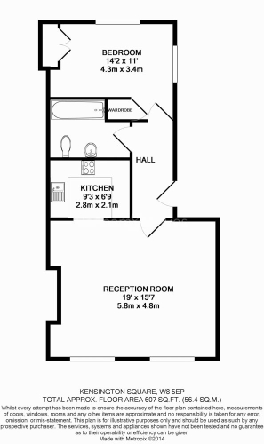 1 bedroom flat to rent in Kensington Square, Kensington, W8-Floorplan