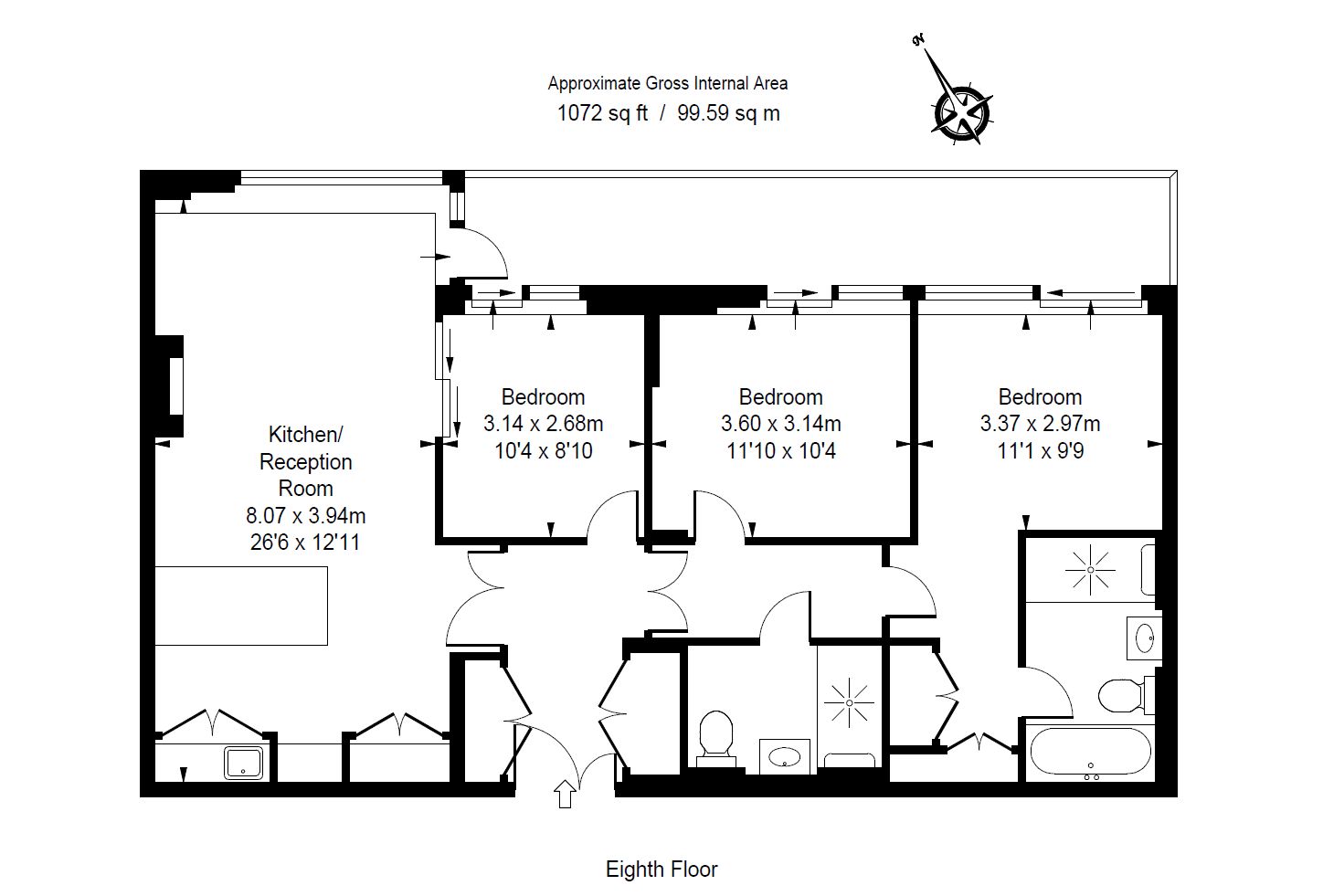 3  bedrooms flat to rent in Kensington High Street, Kensington, W14-Floorplan