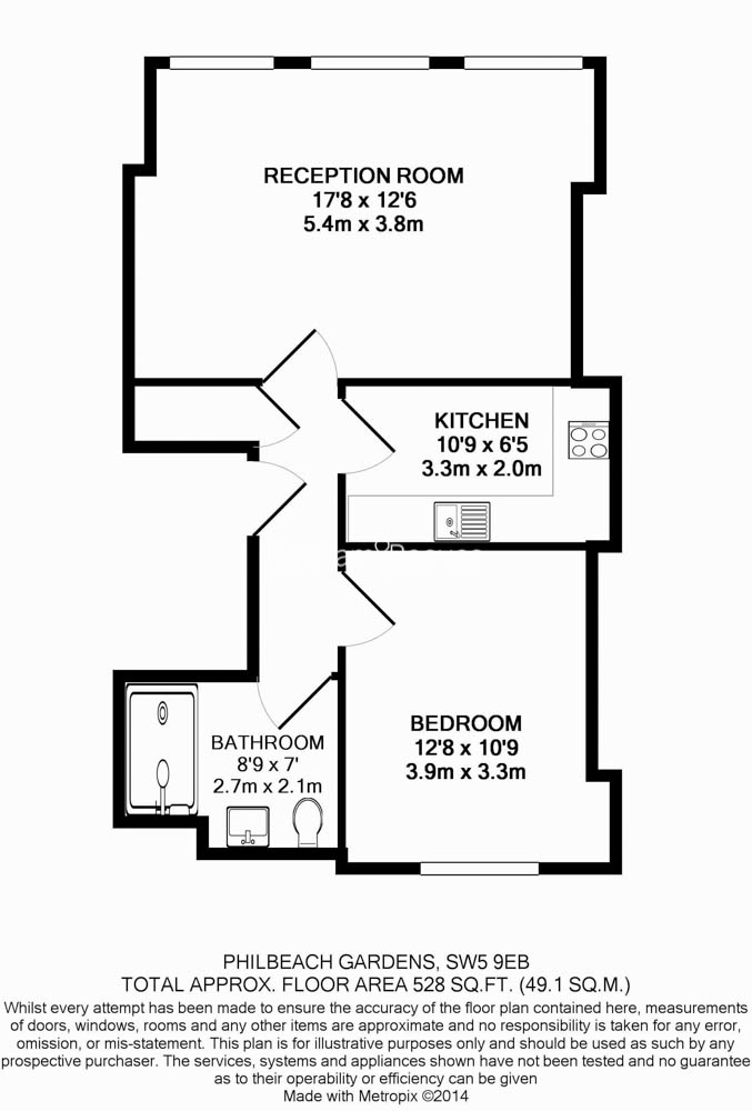 1  bedroom flat to rent in Earlington Court, Earls Court, SW5-Floorplan