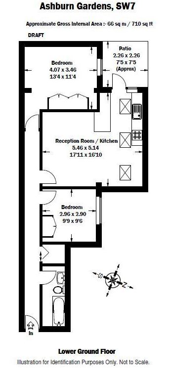 2  bedrooms flat to rent in Ashburn Gardens, Gloucester Road, SW7-Floorplan