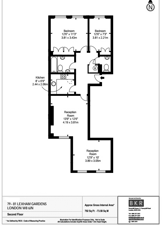2 bedrooms flat to rent in Lexham Gardens, Kensington, W8-Floorplan
