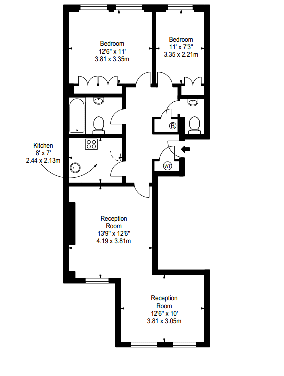 2  bedrooms flat to rent in Lexham Gardens, Kensington, W8-Floorplan