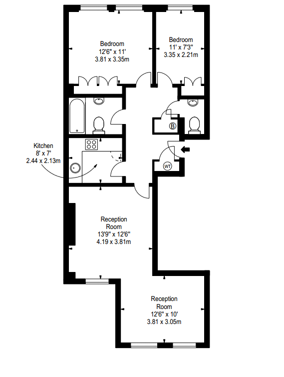 2 bedrooms flat to rent in Lexham Gardens, Kensington, W8-Floorplan