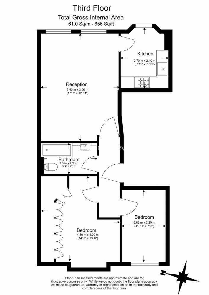 2 bedrooms flat to rent in Ashburn Gardens, Glouscester Road, SW7-Floorplan
